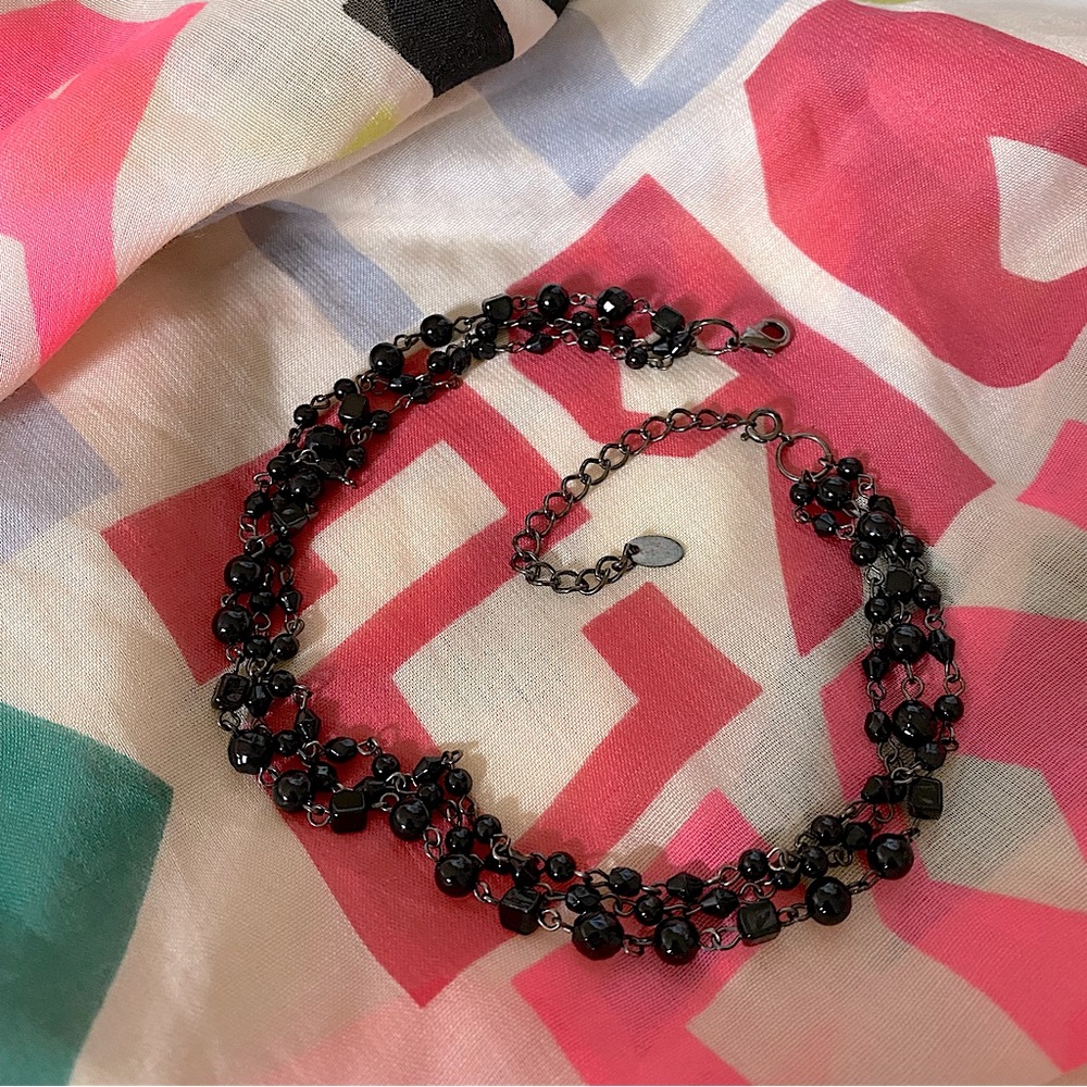 Black Beaded Choker, 16”